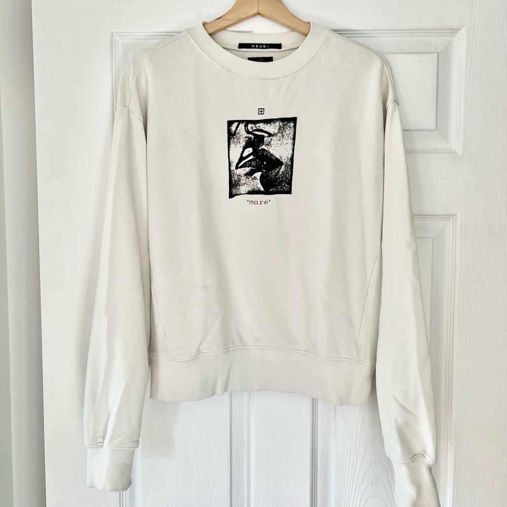 Ksubi Cream Crewneck Sweatshirt with Artistic Graphic